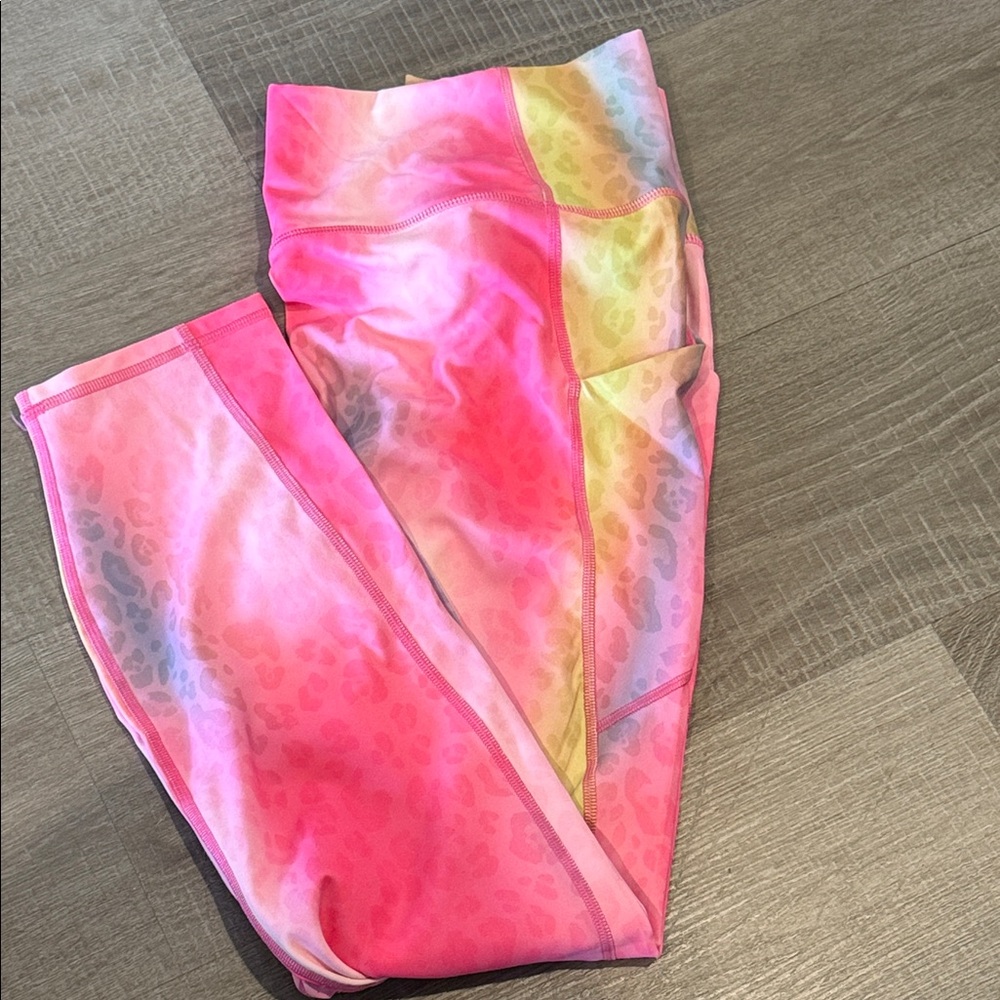 Fabletics Neon Pink Multicolor Leopard-Print Legg… - image 4